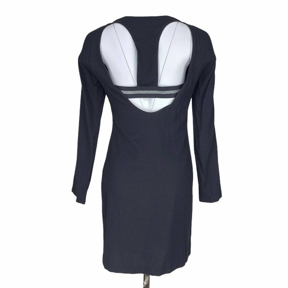 ZARA Black Mini Dress Open Back Sz Medium Lined - Picture 5 of 5